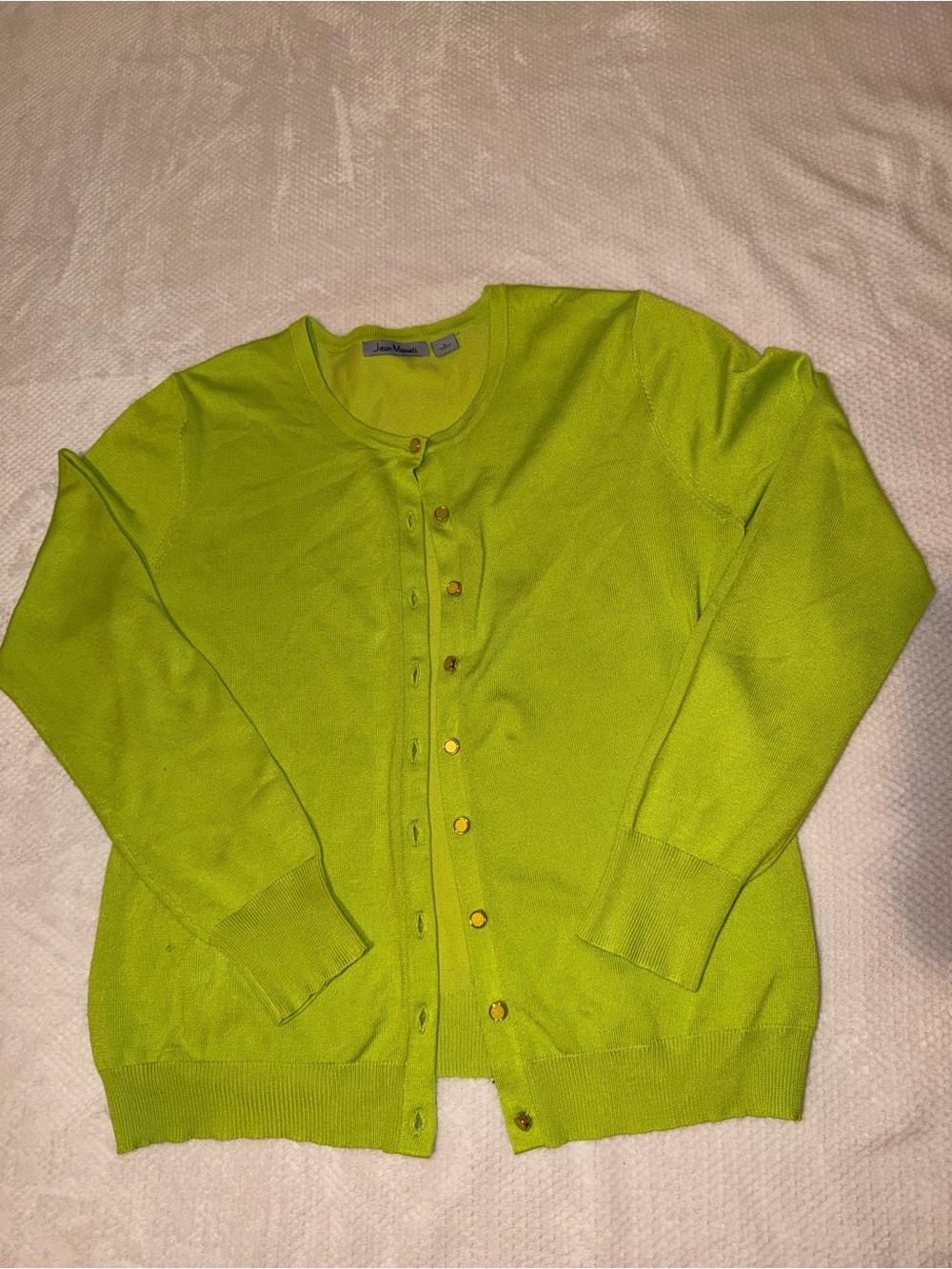 jason maxwell Bright Lime Green Button-Front Cardigan